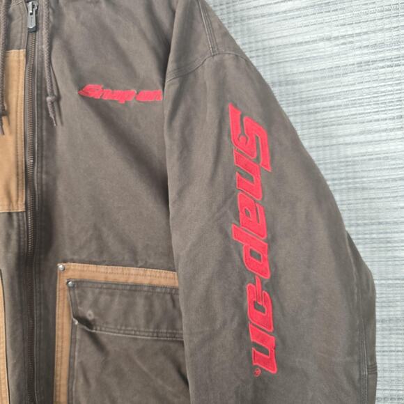Snap-on Jacket Mens 3XL Brown Tan Colorblock Hooded Full Zip Workwear 80SV0 - Picture 9 of 12